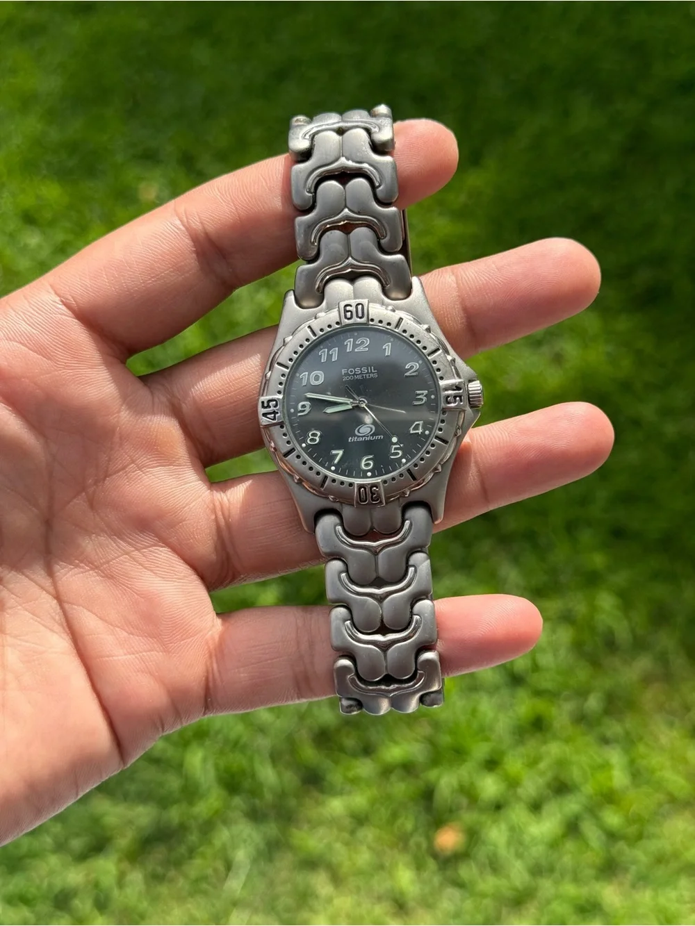 Fossil vintage Silver Titanium Watch with Gray Dial